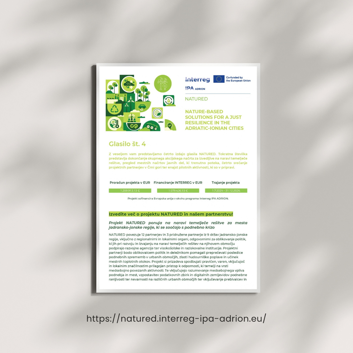 Naslovnica 4. glasila projekta NATURED, programa Interreg IPA ADRION (2021-2027).