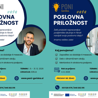 8. javni razpis PONI Goriška: 8. skupina  - lokacija Idrija in 9. javni razpis PONI Goriška: 9. skupina - lokacija Ajdovščina